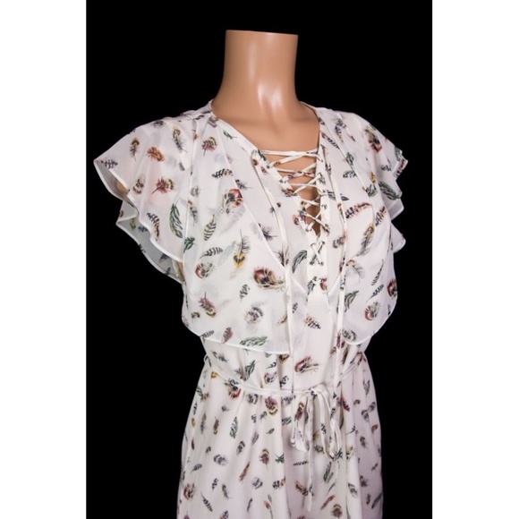 The Kooples Cream Feather Pattern Mini Dress - Picture 5 of 8